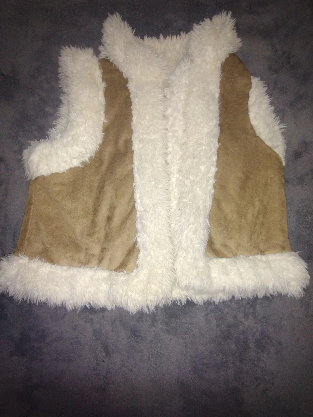Old Navy Kids XL Cream & Tan Faux-Shearling Vest - Cozy Layering